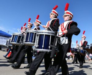 macy-band-tribune Macy (in foreground) marching in the Oktoberfest Parade in La Crosse.