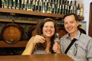 Laurie_Scott_Salzburg Laurie and Scott, enjoying a variety of locally made schnapps, in Salzburg, Austria.
