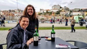 port Scott and Laurie sampling Port Wine in Vila Nova de Gaia, Portugal