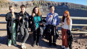 20220118_115352 Enjoying Limonchello, at the top of Mt. Vesuvius, overlooking Pompei and Naples.