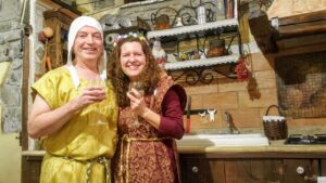 20220214_225323 Scott and Laurie, staying in a Medieval home and dressing the part, in Viterbo, Italy.