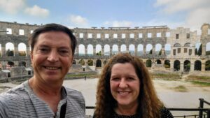 20221024_140609 Scott and Laurie at the ancient Roman Amphitheater in Pula, Croatia
