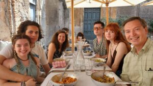 family-francesco-rome Ashlyn met her current boyfriend, Francesco, while in Italy. Here we all are, enjoying a pasta lunch in the Trastevere area of Rome, Italy.