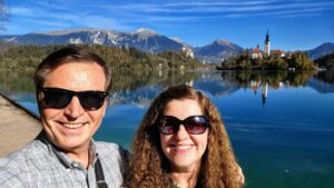 laurie-scott-bled-slovenia Scott and Laurie, in Bled, Slovenia.