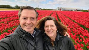 Visiting a tulip bulb farm near Voorhout, in the 'Dune and Bulb' region of The Netherlands.