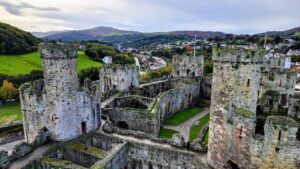 View from one of the towers inside Conwy Castle, in Conwy, Wales.