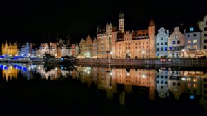 Long Embankment (Długie Pobrzeże) along the Motława River in Gdańsk, Poland